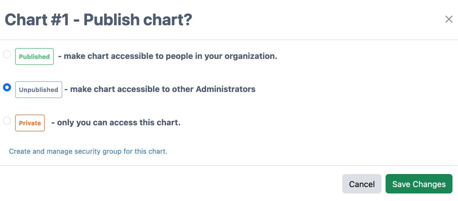 Chart Publishing Options in TeamOrgChart