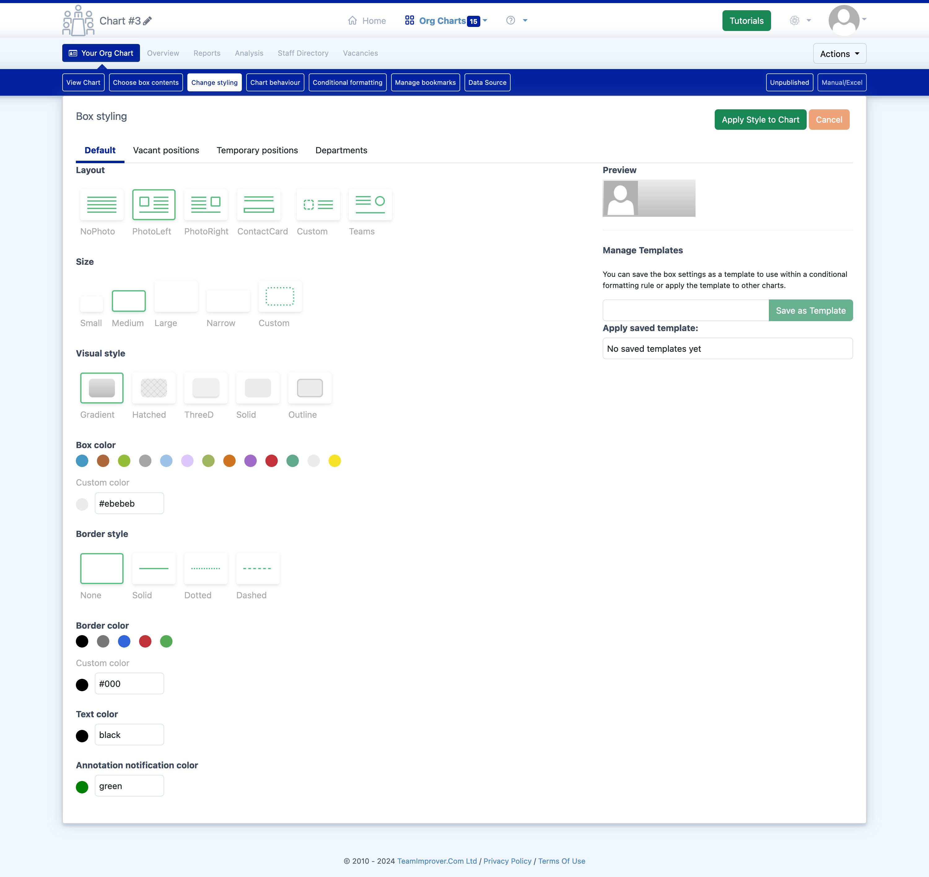 Styling Options in TeamOrgChart